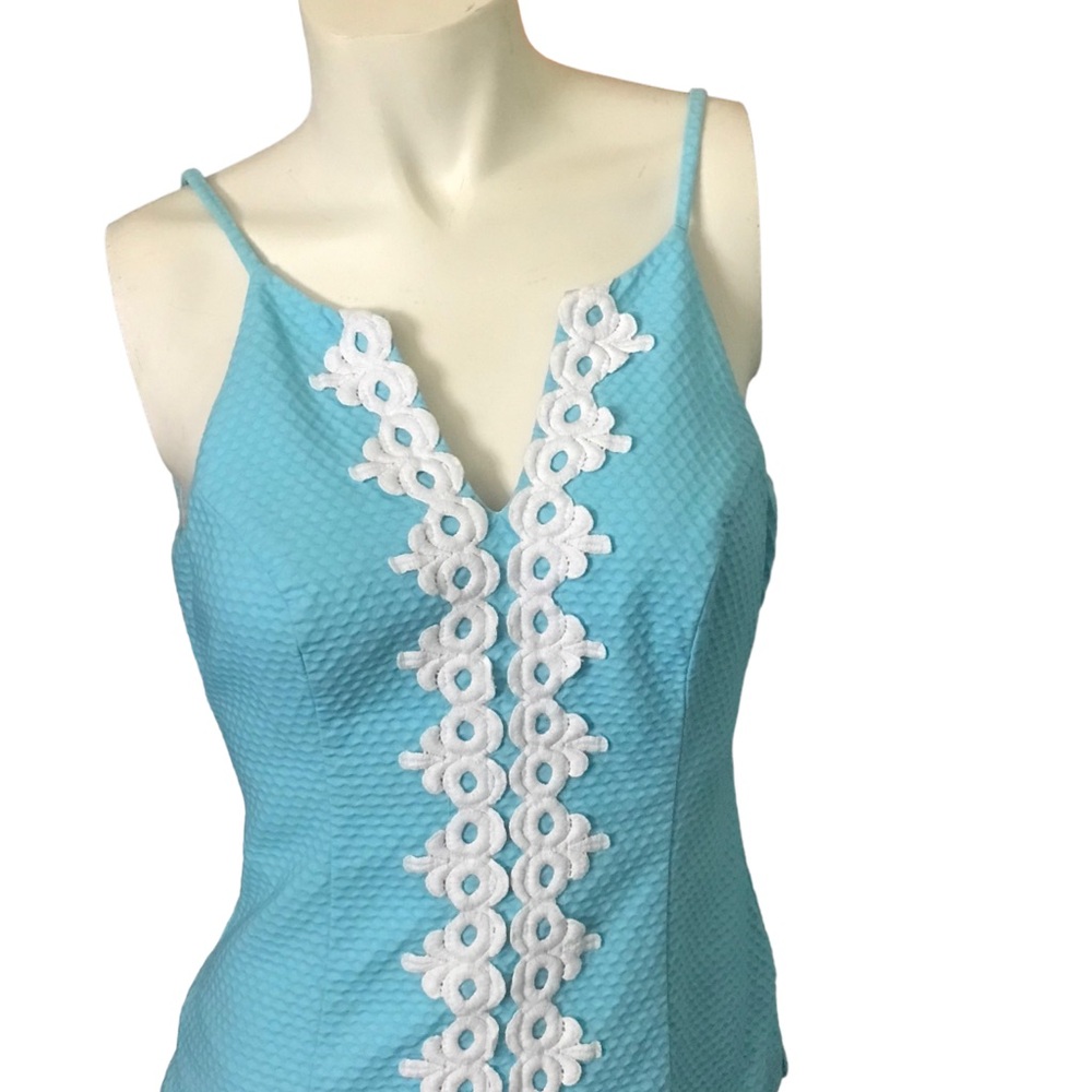 Lily Pulitzer “Magnolia” Tiffany Blue Spaghetti Strap Halter Style Tank Top S